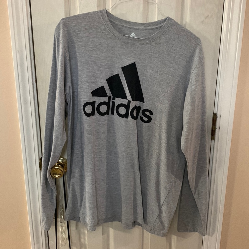 Adidas grey long sleeved tee shirt.